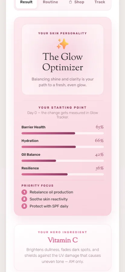 Clear Skin Blueprint result screen