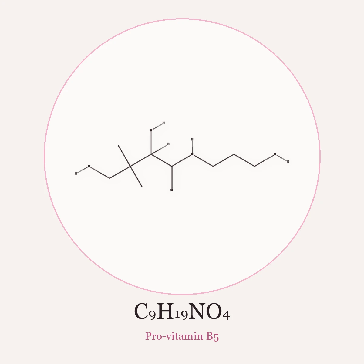 Chemical structure of Pro-vitamin B5 (Panthenol)