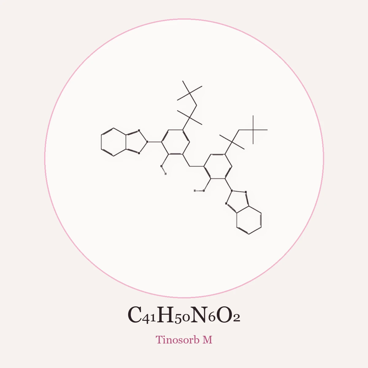 Chemical structure of Tinosorb M (Methylene Bis-Benzotriazolyl Tetramethylbutylphenol)