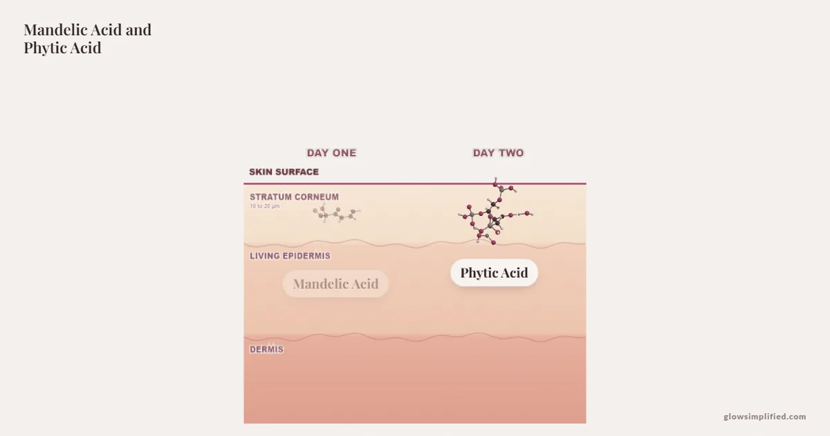 Mandelic Acid and Phytic Acid meeting on a cross-section of skin
